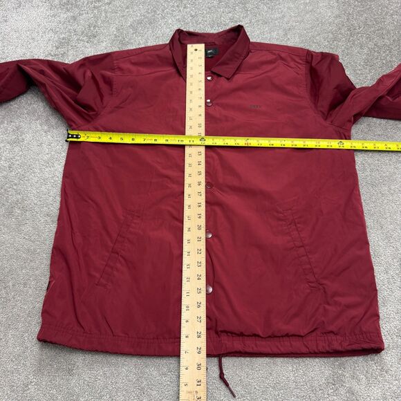 Obey Worldwide Coach Snap Button Up Windbreaker Jacket Mens XL Red Lined Outdoor - Picture 11 of 15
